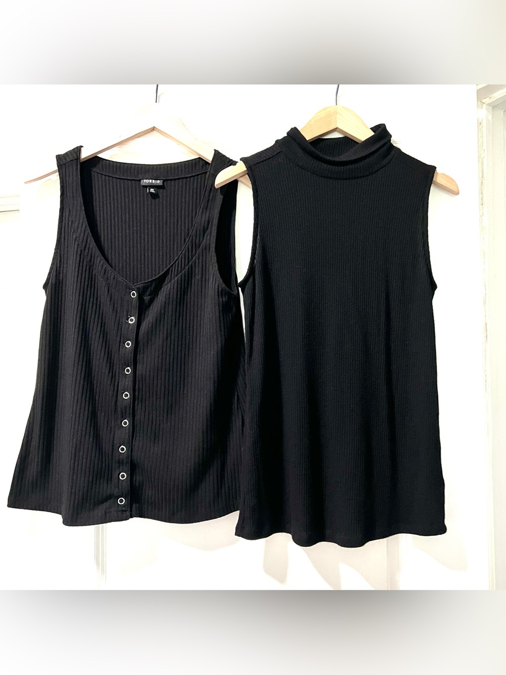 Torrid Black Tank Top Bundle Sz 00 (M) 10:  Ribbed Henley & Turtleneck Tank Top